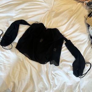 Off shoulder black sheer top